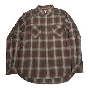 Ryan Michael Western Aztec Embroidered Long Sleeve Brown Snap Button Men’s XL